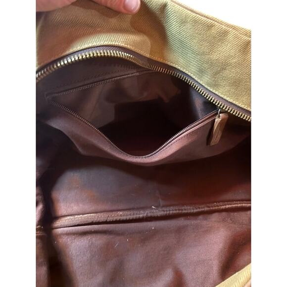 Saari Duffle Bag Madras Weekend Luggage Gym Military Green Brown Canvas Leather - Picture 10 of 12